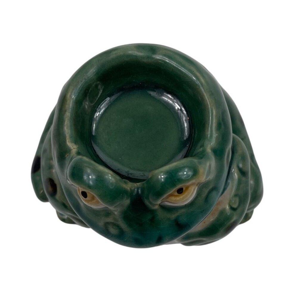 Vintage Ceramic Frog Votive Candle Holder Green & White - Picture 3 of 10